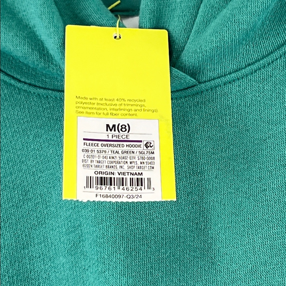 Kid’s Hoodie - Green - Size 8 (Medium) - Kangaroo Pocket - NWT - All In Motion - Picture 3 of 10